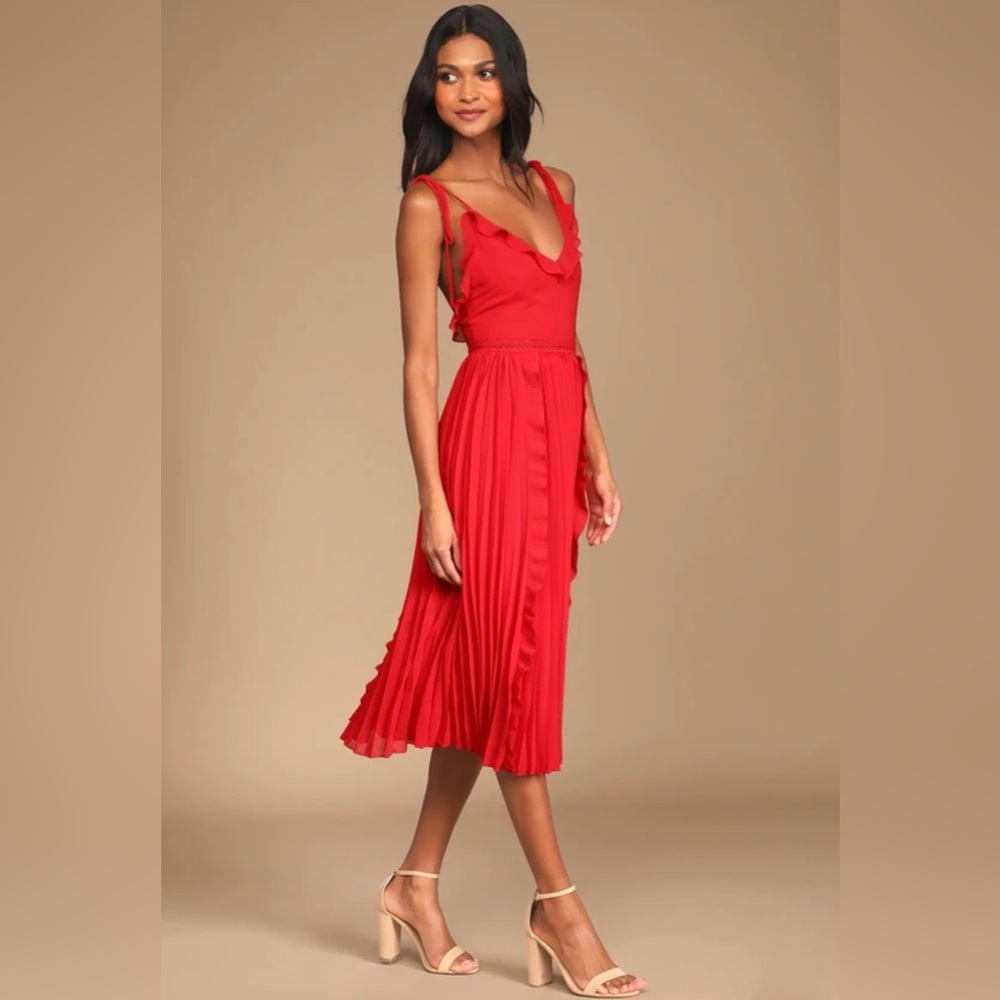 Lulu's Red Midi Dress